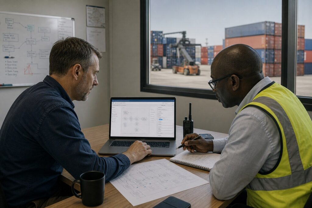 CYMS customization and support workflow for container yard operations