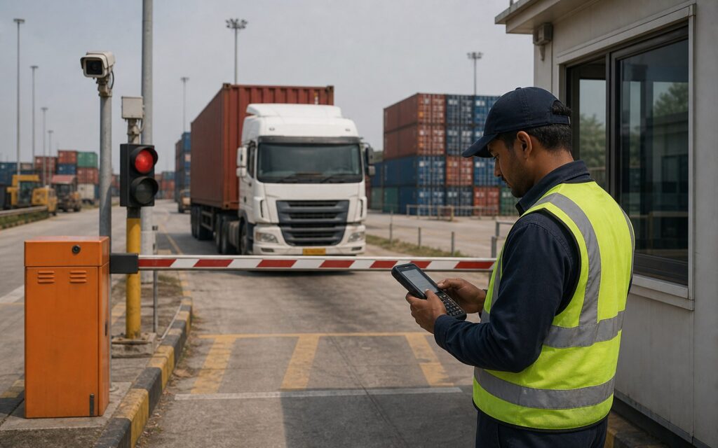 Cloud gate automation workflow at an inland container depot