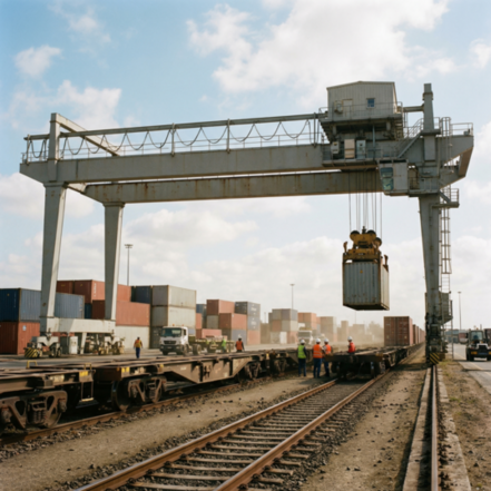 Intermodal rail operations with gantry crane
